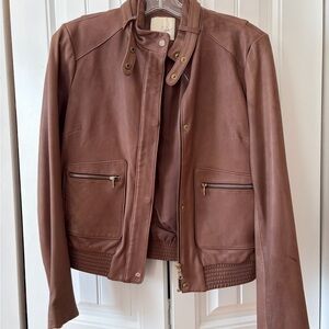 Joie Brown Leather Bomber Jacket